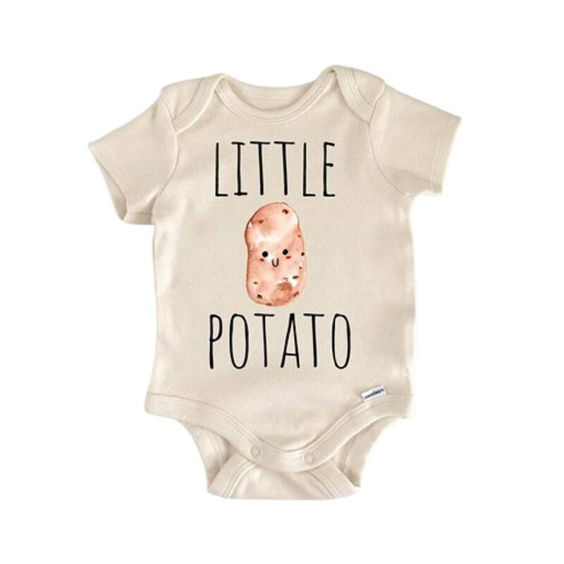 Potato Vegan Farm - Baby Boy Girl Clothes Infant Bodysuit Funny Cute Newborn - White - 3-6M
