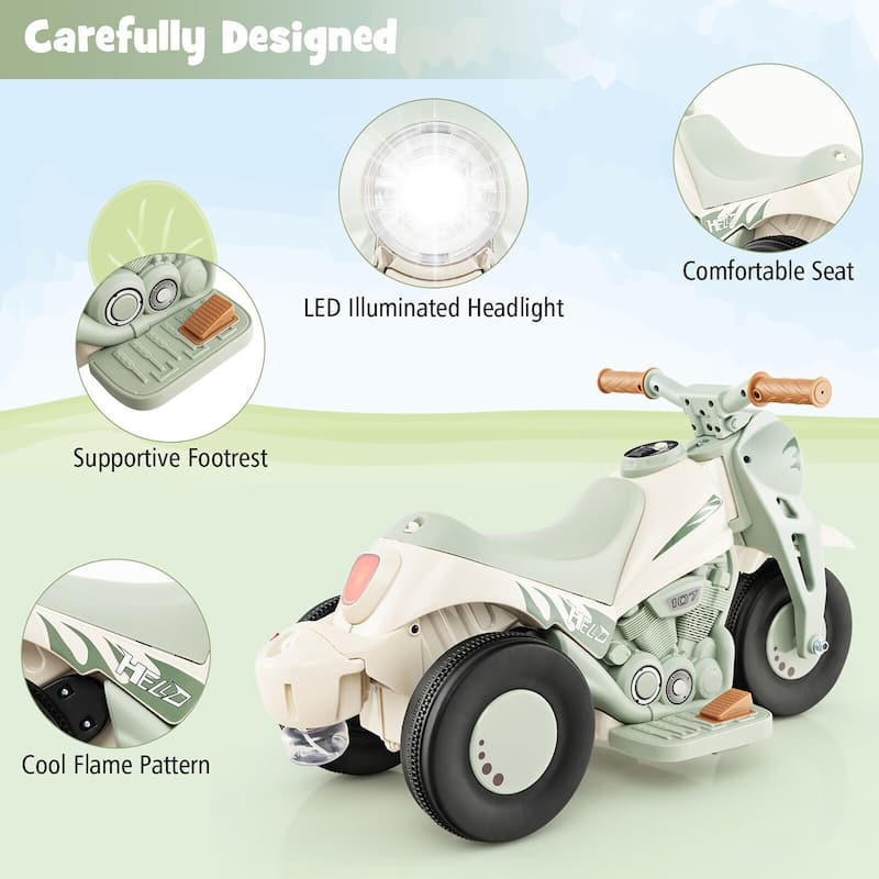 Gymax 6V Kids Bubble Car Electric Ride on Motorcycle w/ Music Button &