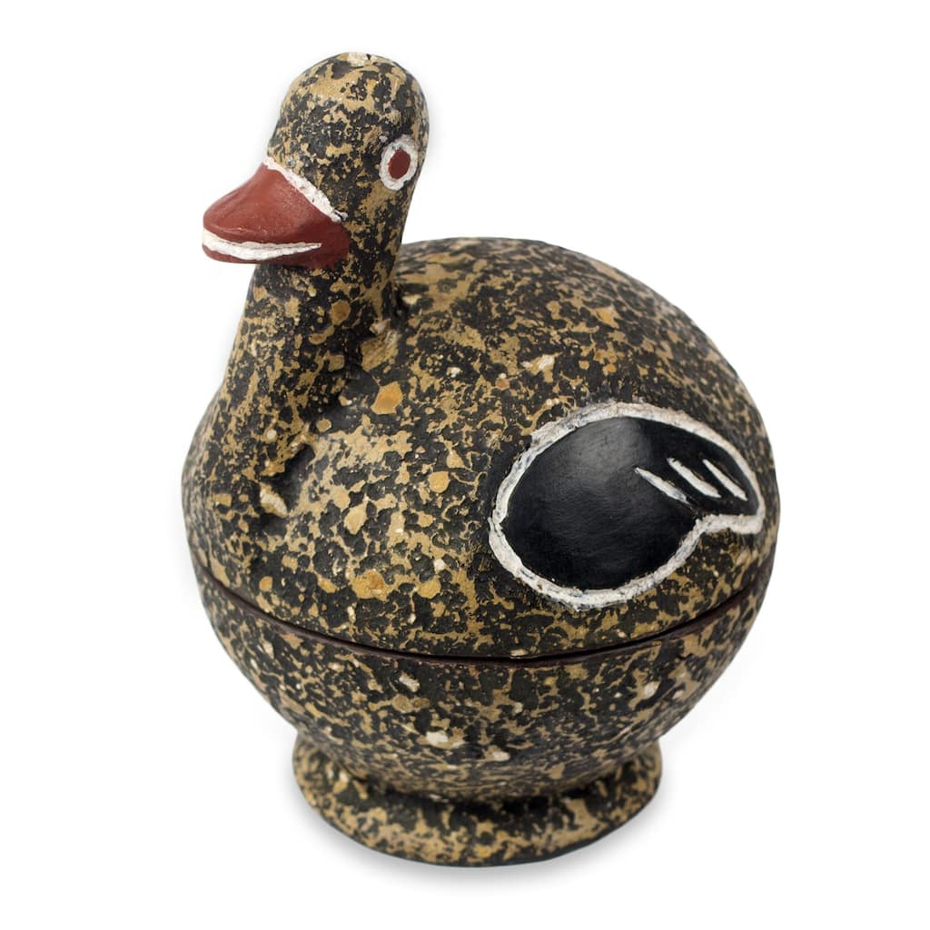 Novica Handmade Black Ghanaian Duckling Wood Box