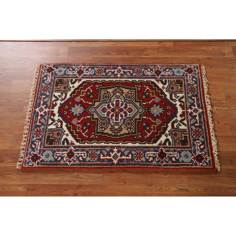 Heriz Serapi Rug Hand-Knotted Oriental Wool Carpet - 2'0"x 3'0"