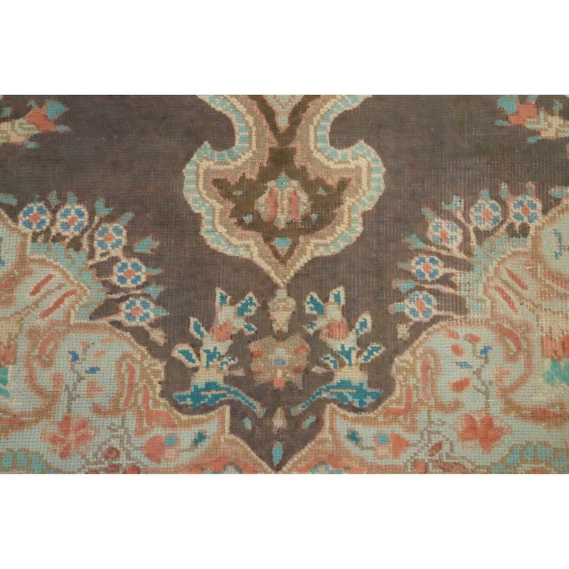 Hand Knotted Oriental 100% Wool Carpet Traditional Floral Brown Tabriz Area Rug - 6' 2'' X 4' 5''