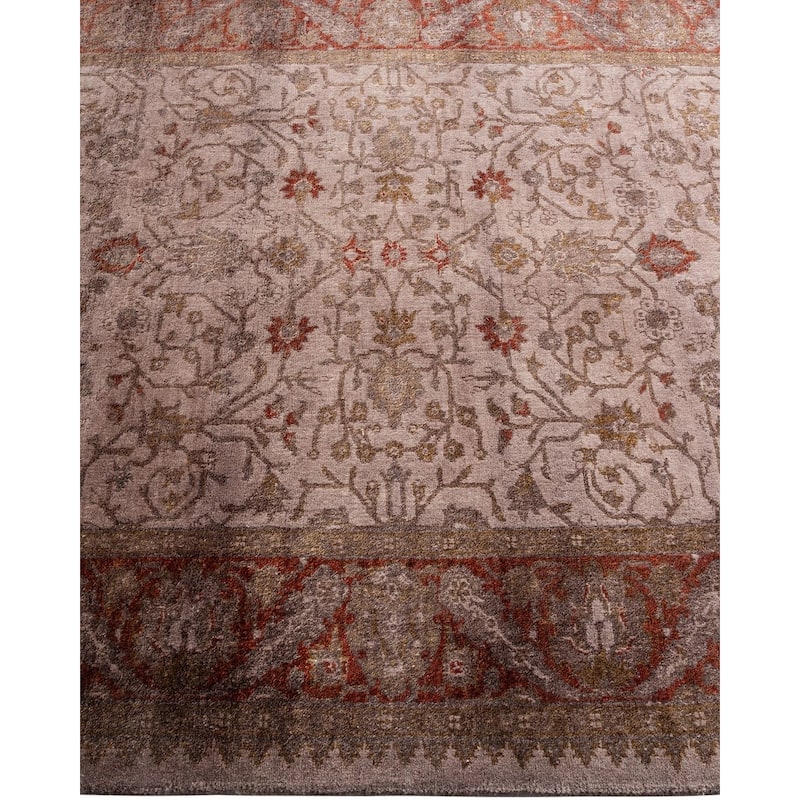Overton Hand Knotted Wool Vintage Inspired Modern Contemporary Overdyed Beige Area Rug - 3' 1" x 4' 10"