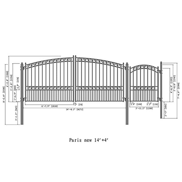 ALEKO Steel Dual Paris Style Driveway 14 ft with Pedestrian Gate - 14 ...
