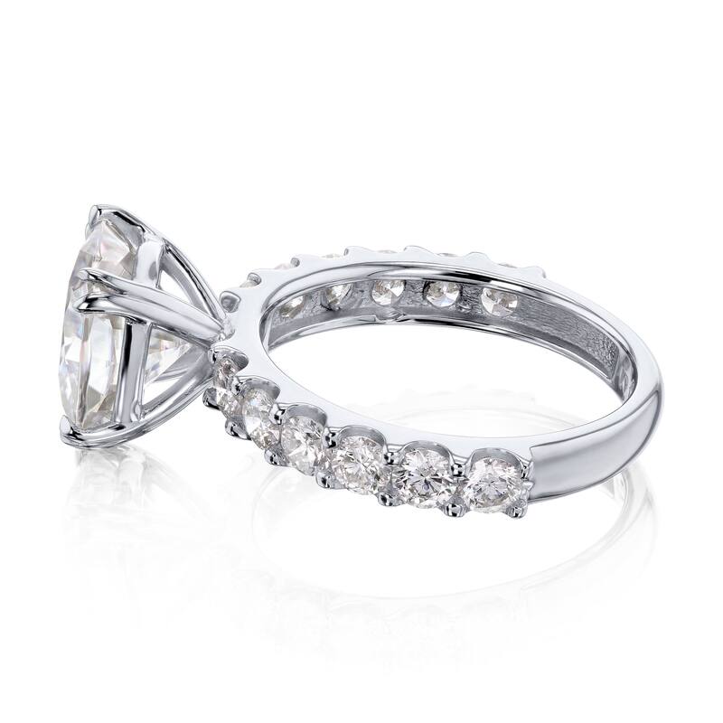 Kobelli 3.90 Carats Lab Grown Diamond Certified 14k Solid Gold Cushion-cut Wide Band Lorette Engagement Ring (EF/VS)