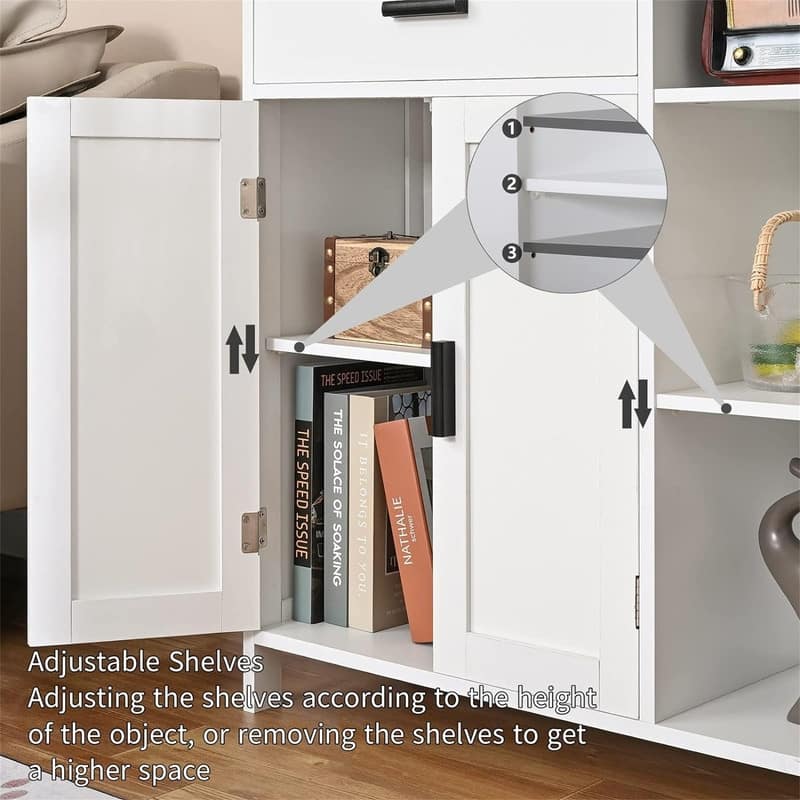 Floor Storage Cabinet with Doors and Shelves - 11.8"D x 29.5"W x 31.6"H
