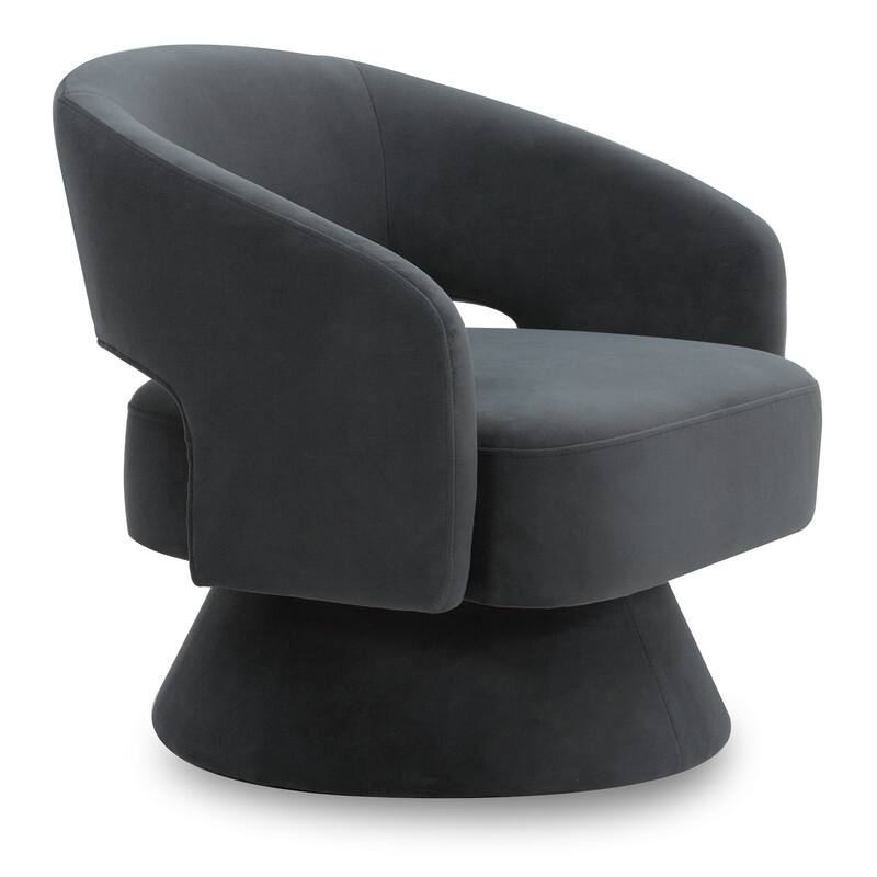 Spruce & Spring Jamie Swivel Fabric Accent Chair - Dark Grey