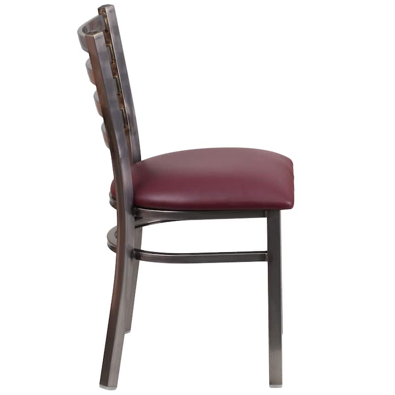 Clear Coated Ladder Back Metal Restaurant Chair - 16.5"W x 17"D x 32.25"H - 16.5"W x 17"D x 32.25"H