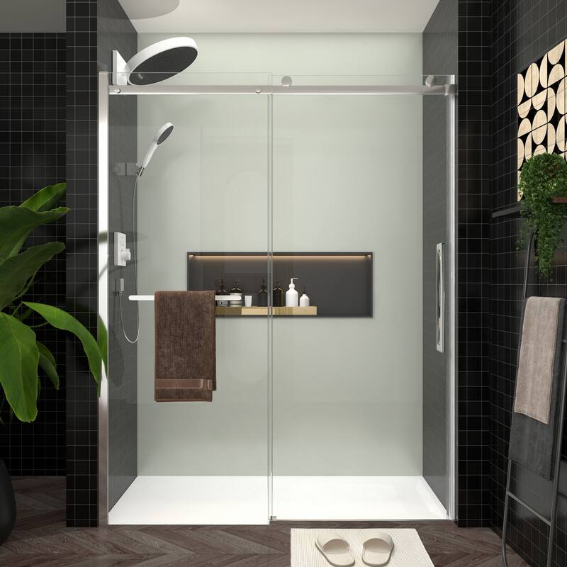 Frameless Glass Shower Door with Chrome Hardware