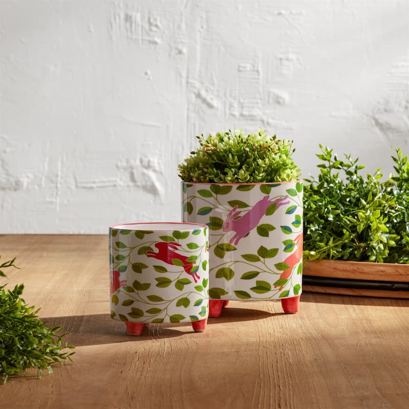 Variegated Foliage Half Orb Artificial Christmas Bushes - 6.5" - Set of 2