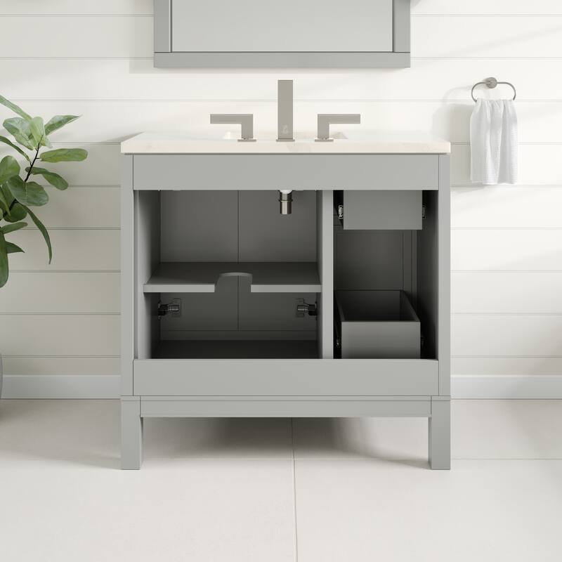 Eviva Cambridge Bath Vanity with Quartz Top and Porcelain Sink