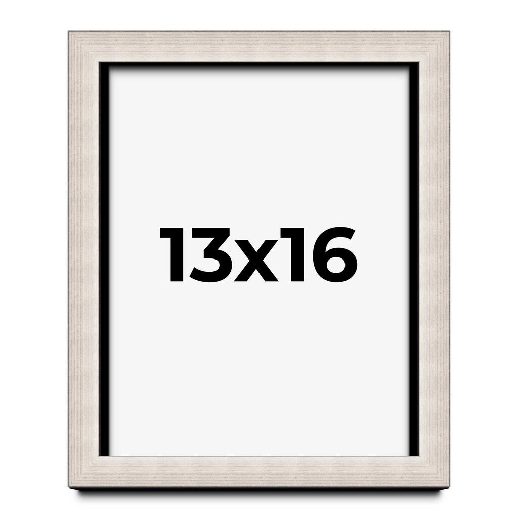 13x16 Shadow Box Frame Silver Real Wood Contemporary Shadowbox Display Frame UV Acrylic Front Acid Free Backing and Hardware