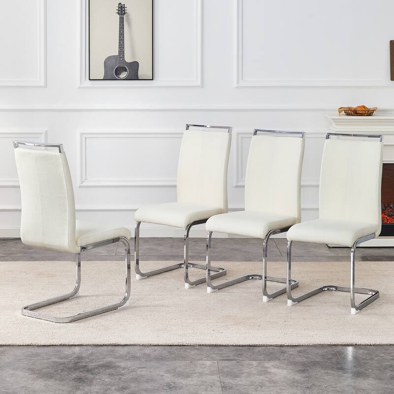 Luxury Style Dining Chairs, Velvet Dining Chairs with Bowed Metal Legs and Non-Slip Feet, for Dining Rooms, 4-Piece Set