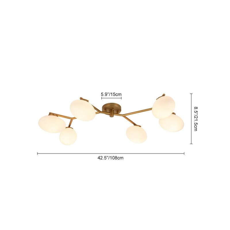 Modern 6-Light Opal Glass Globe Branch Sputnik Ceiling Light