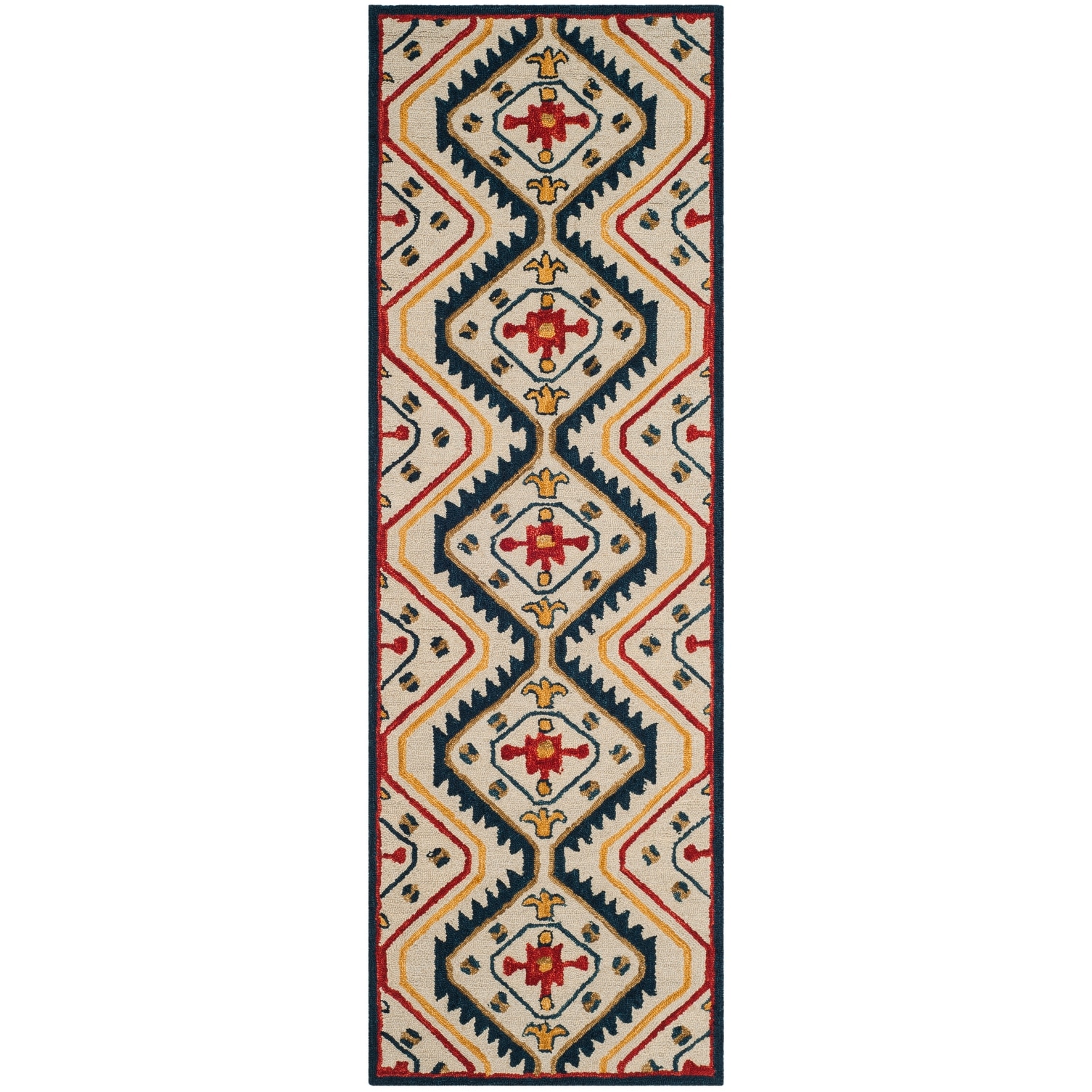Safavieh Aspen Collection APN701A Handmade Moroccan Boho Tribal Wool Runner Multi Ivory 2'3 x 9' 