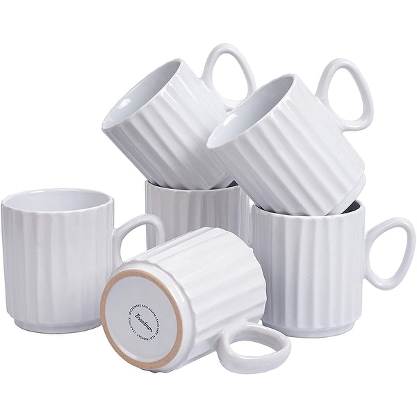 Set of 6 Coffee Mug Sets, 14 Ounce Ceramic Coffee, Ribbed Large-sized Black Coffee Mugs Set Perfect for Coffee, Cappuccino. Opens flyout.