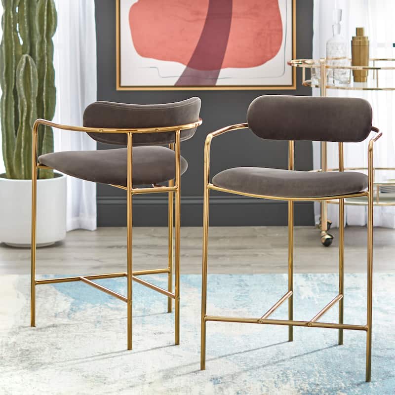 Simple Living Retro Velvet Stools (Set of 2) - Grey