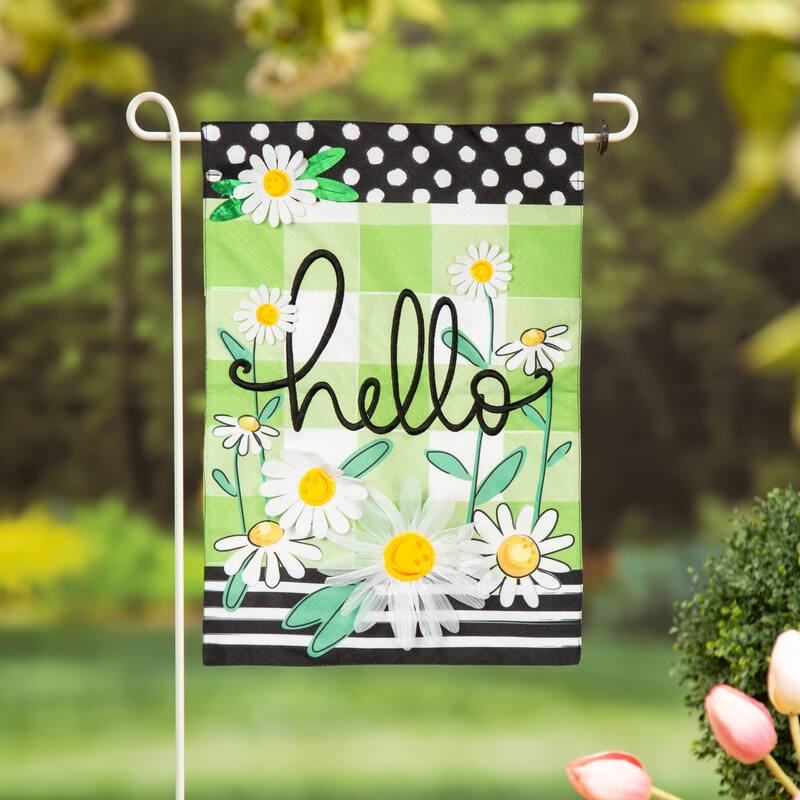 Hello Daisy Linen Garden Flag