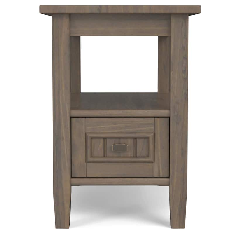 WYNDENHALL Rowan SOLID WOOD 14" Wide Rectangle Transitional Narrow End Table in Smoky Brown - 24"d x 14" w x 20"h