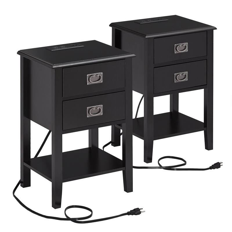Modern Nightstands Set of 2with Charging Station and USB Port