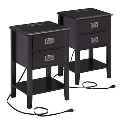 Modern Nightstands Set of 2with Charging Station and USB Port
