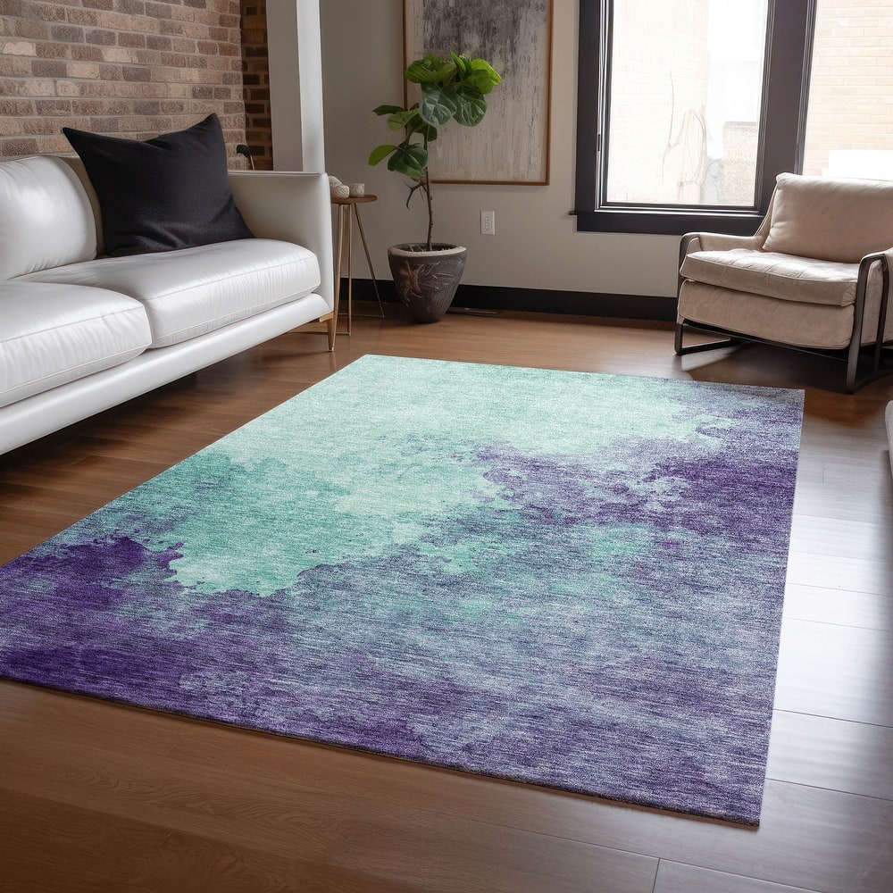 Machine Washable Indoor/ Outdoor Abstract Modern Chantille Rug