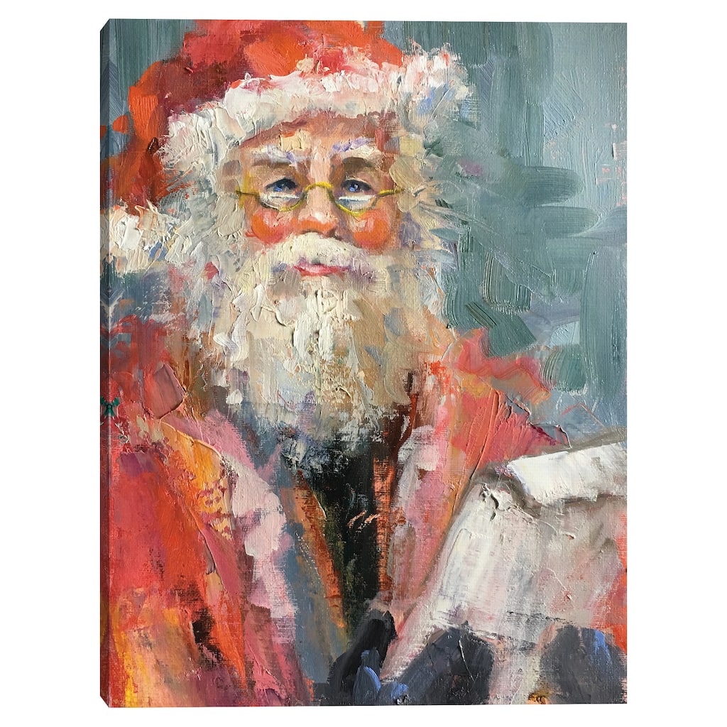 Santa with List by Jennifer Stottle Taylor Canvas Art Print