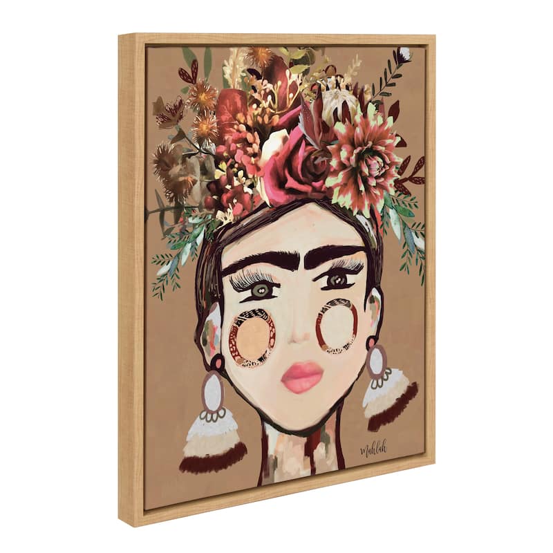 Kate and Laurel Sylvie Warm Frida Framed Canvas by Inkheart Designs - 18x24 - Natural