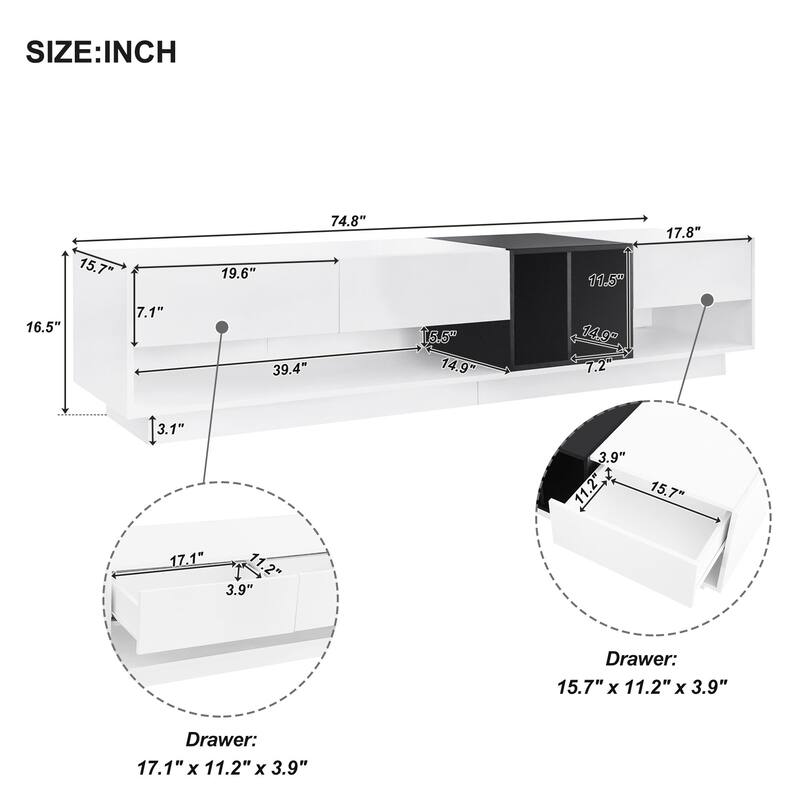 Media Console with Ample Storage for TVs Up to 80", Two-tone TV Stand