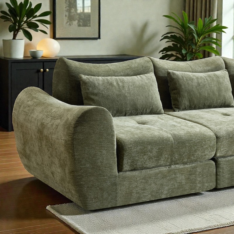 Modular Cloud Sofa, Convertible Folding Sofa Bed, 3-Seat Cushioned Sectional Couch for Living Room Bedroom