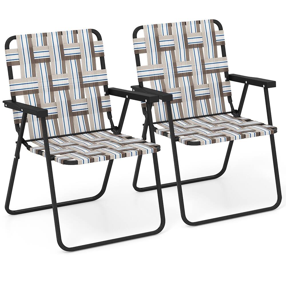 Gymax Folding Lawn Beach Chair Portable Sand Chair Set of 2 w/ Elegant