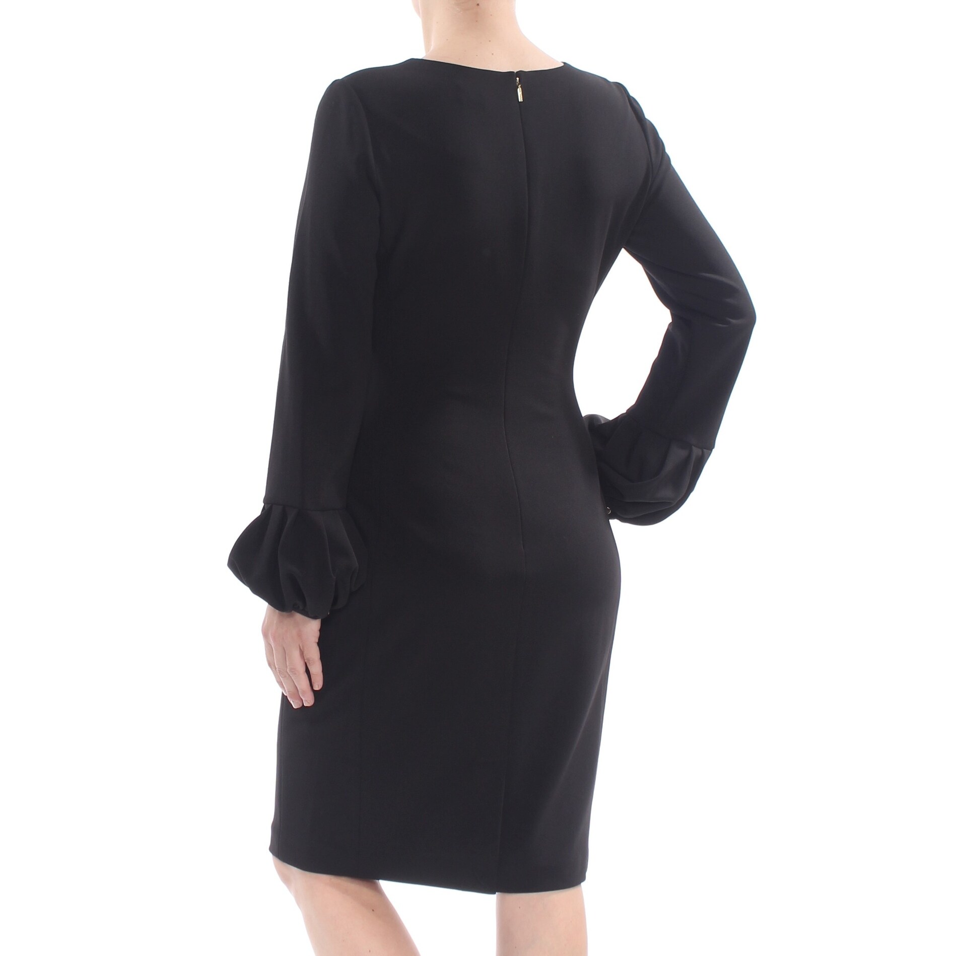 Shop Dkny Womens Black Balloon Sleeve Long Sleeve Crew Neck Knee