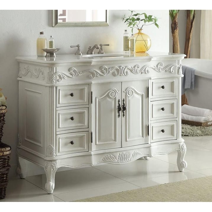 42" Benton Collection Antique White Beckham Bathroom Sink Vanity