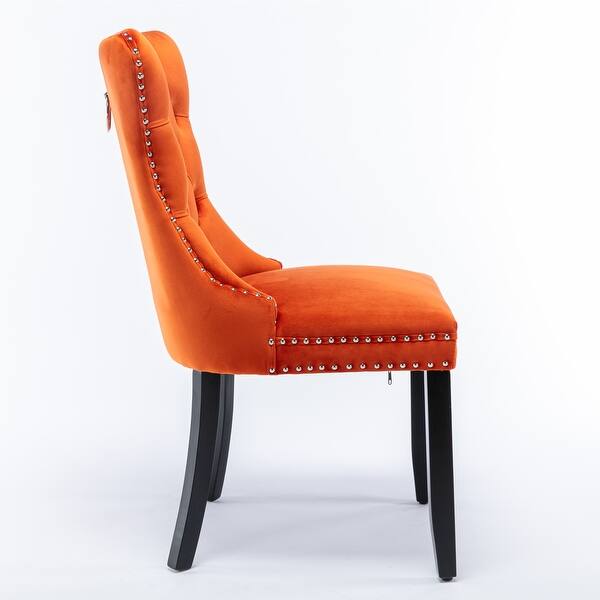 Modern Velvet Upholstered Dining Chair with Wood Legs,Set of 2