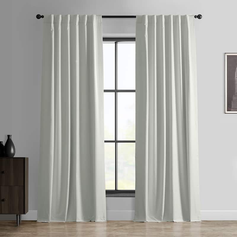 Exclusive Fabrics Essential Polyester Solid Blackout Curtains - Thermal Insulated Window Curtains Rod Pocket (Single Panel) - 50 X 96 - Warm White