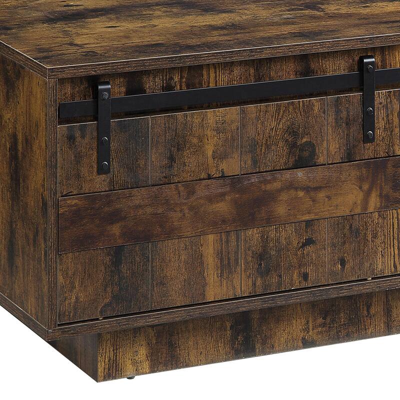Chickanaw Rustic Oak Coffee Table with Sliding Barn Door