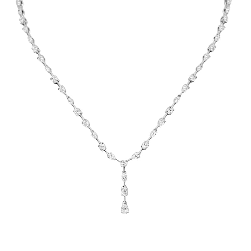 Auriya 14k Gold Lab Grown Pear and Oval Diamond Lariat Necklace 6.67 ct. tw. (F-G, VS) - White