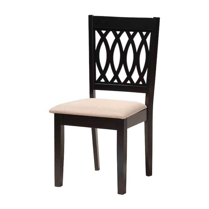 Florencia Modern styled Fabric Upholstered and Brown Finished Wood Dining Set