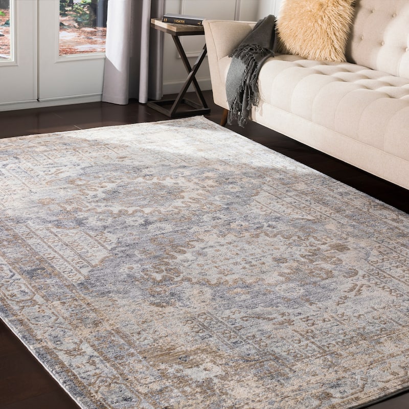 Artistic Weavers Delora Distressed Persian Grey Area Rug - 9' x 13' 1" - Grey