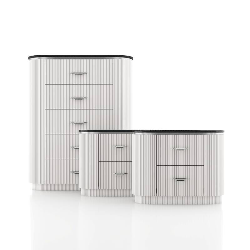 Furniture of America Leander Modern 3-Piece Light Grey Chest and 2 Nightstand Bedroom Set