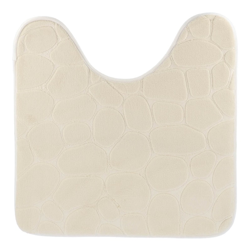 Memory Foam Contour Bath Mat Pebble Design 18x20 - Beige