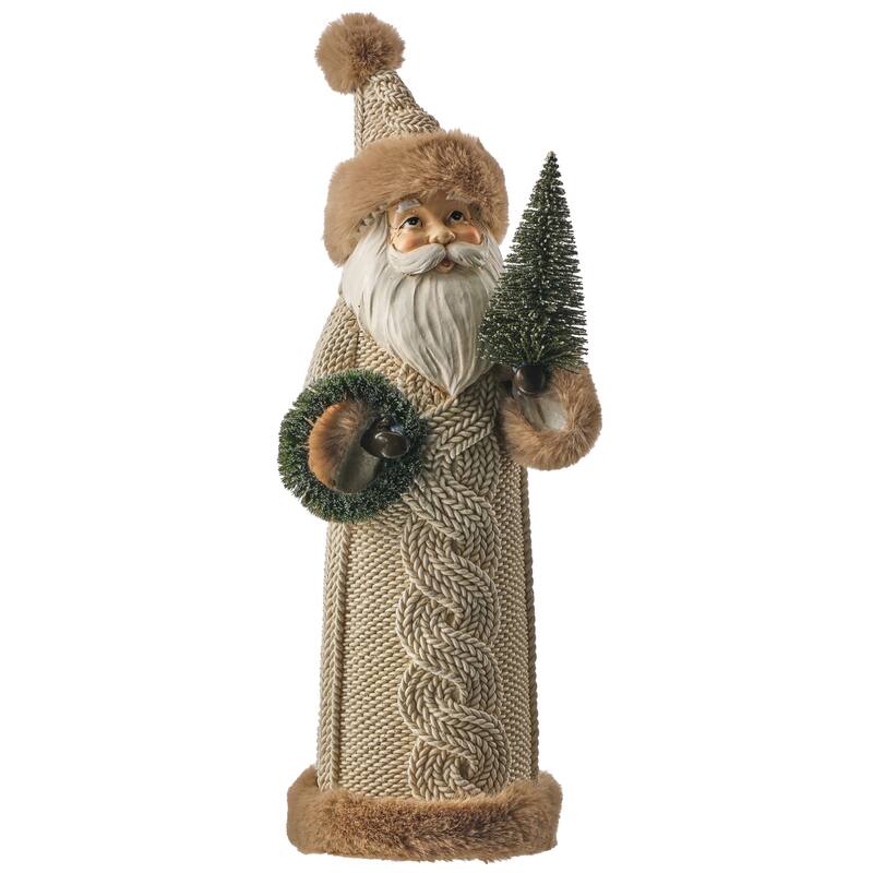 13" Resin Cable Knit Santa