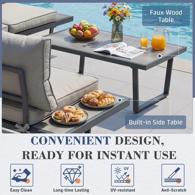 4-Piece Outdoor Patio Conversation Set with Coffee Table – All-Weather Furniture for Garden, Pool & Balcony