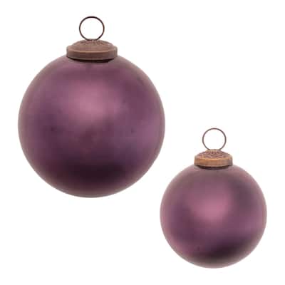 Frosted Glass Christmas Ball Ornaments - 4" - Purple - 12ct