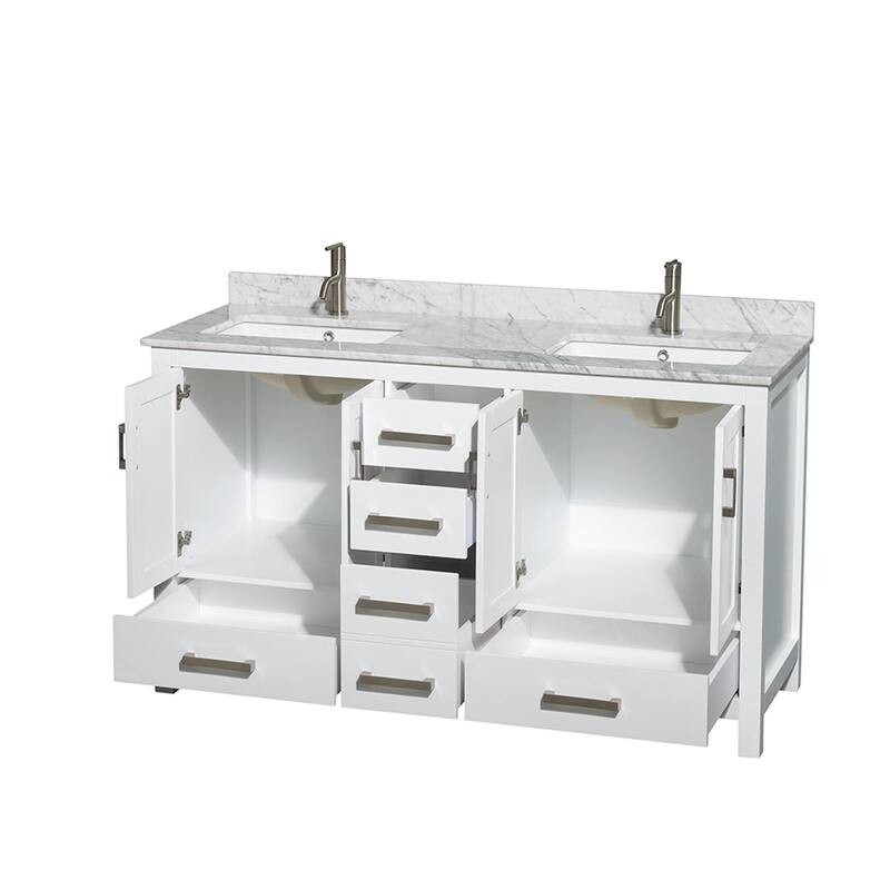 Wyndham Collection Sheffield 60" Freestanding Vanity Set with Hardwood