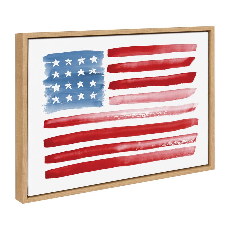 Kate and Laurel Sylvie Flag Alone Framed Canvas by Sara Berrenson - 18x24 - Natural