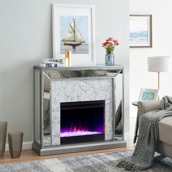 Mirrored fireplace store
