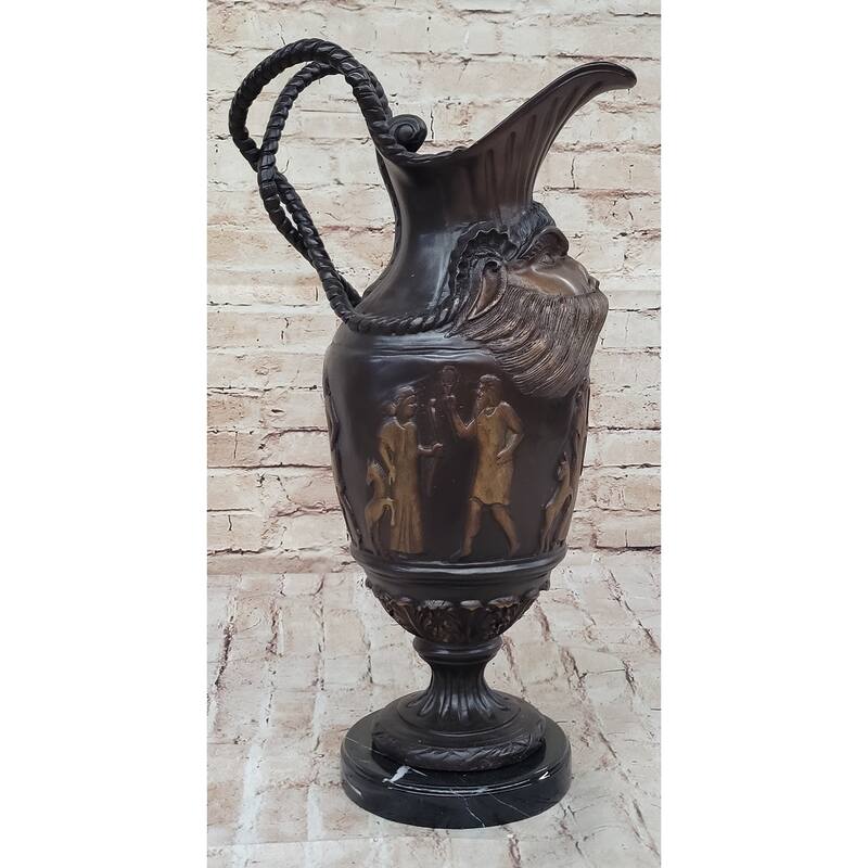 Hot Cast Bronze Ancient Cultural Middle Eastern Decorative Urn Sculpture Signed Art