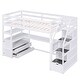 preview thumbnail 10 of 30, Functional Twin Size Wooden Loft Kids Bed with Desk and Shelves,Two Built-in Drawers,Storage Staircase
