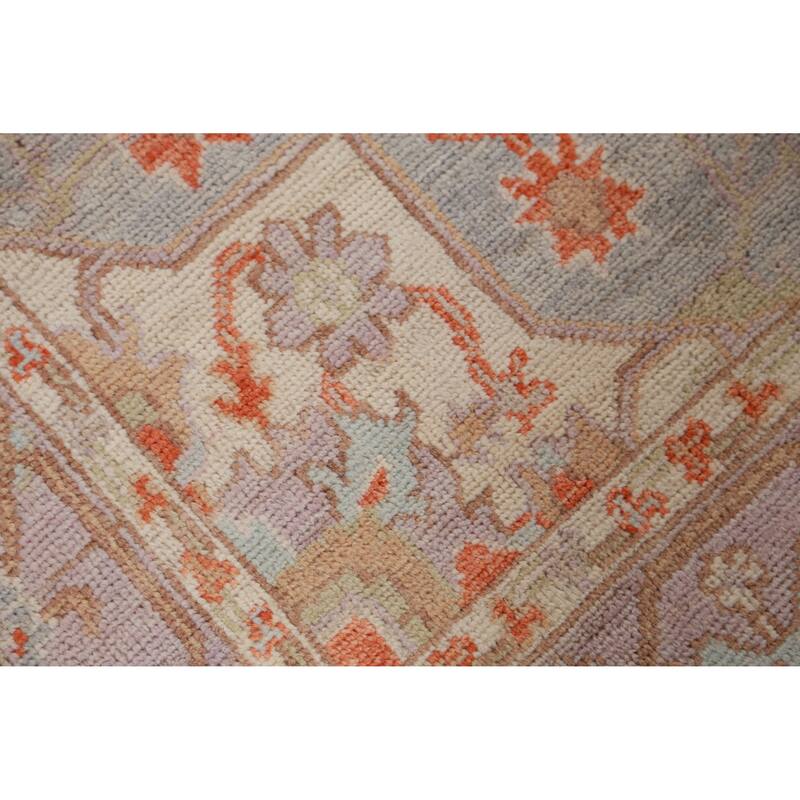 Hand Knotted Oriental 100% Wool Carpet Transitional Medallion Purples Oushak Area Rug - 9' 0'' X 6' 2''