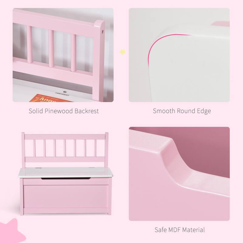 Anmytek Toddler Kids Storage Bench Toy Box with Large 27L Interior Toy Organizer for Playroom Bedroom Furniture